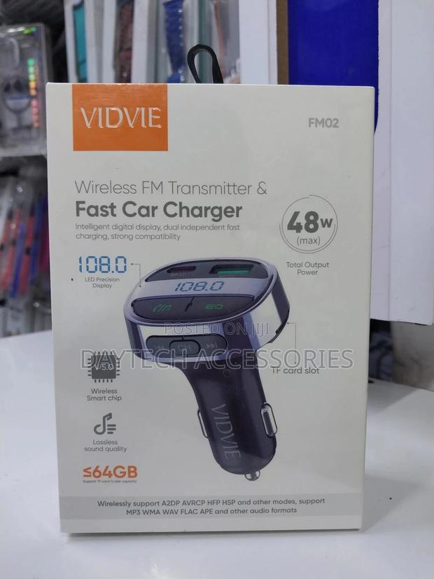 Car Charger Vidvie Fm02 With Bluetooth Transmitter Black