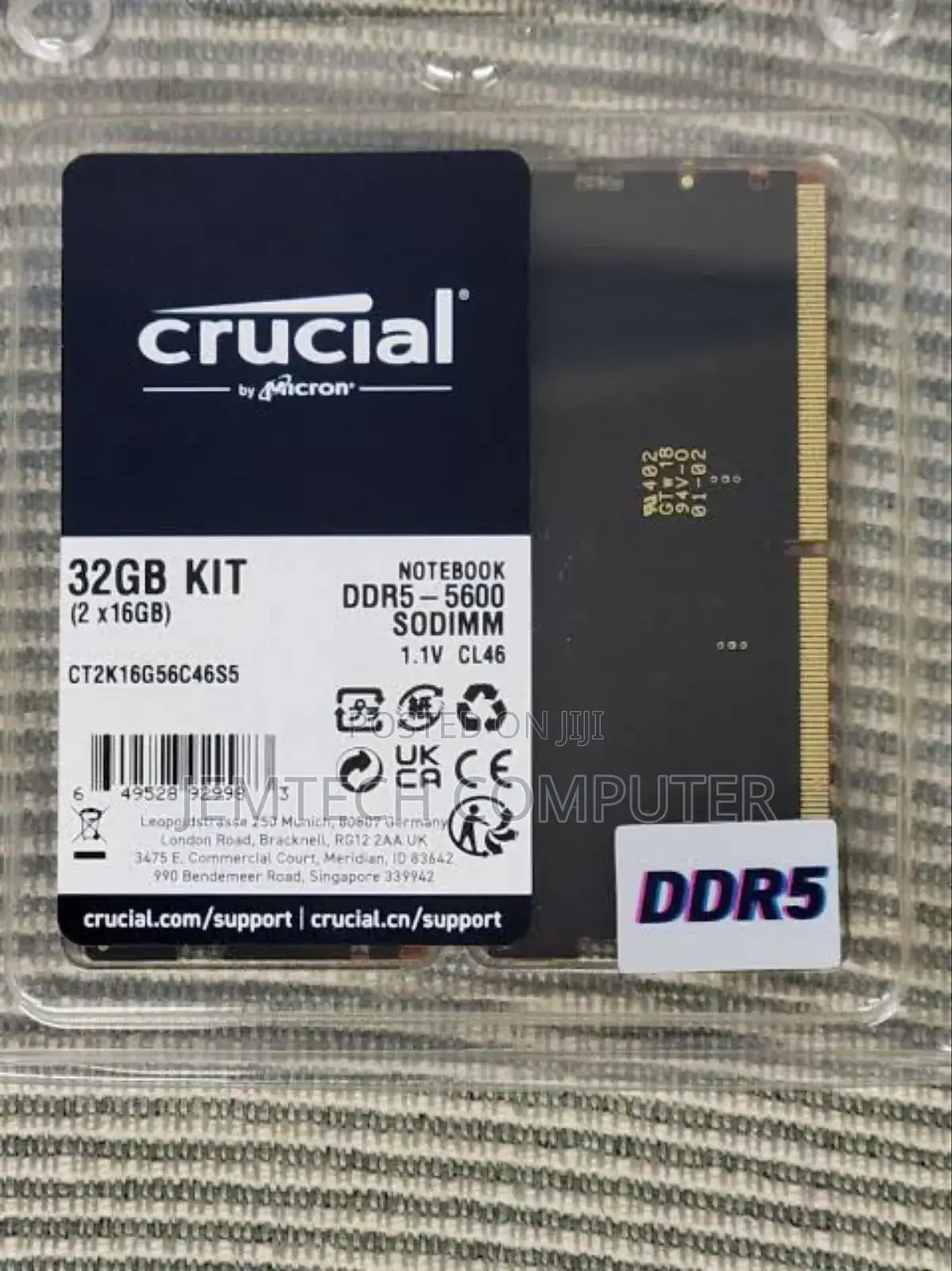 Crucial Laptop Ram Ddr5 32gb (2*16) 5600 Laptop Ram