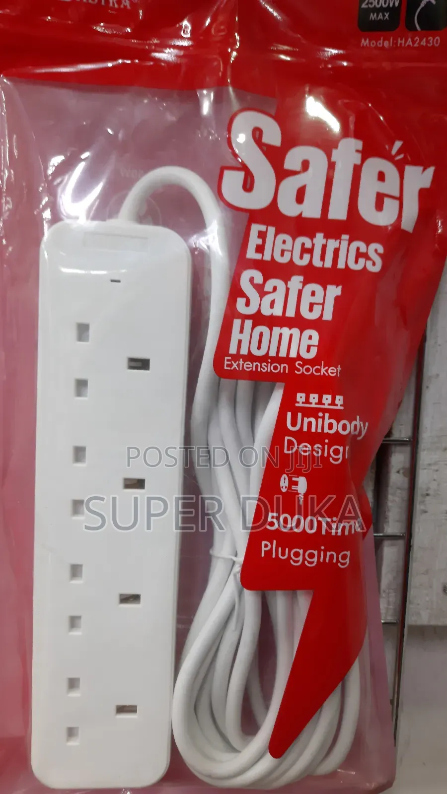 Safer Electrics Extension Socket.Unibody Design