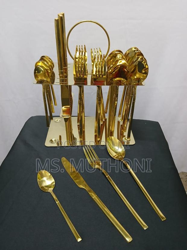 More Pieces (36 Pieces ) Luxury Gold Cutlery Se