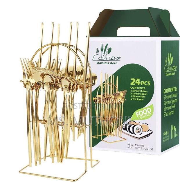 Gold 24 PCS Tableware Stainless Steel Cutlery Set