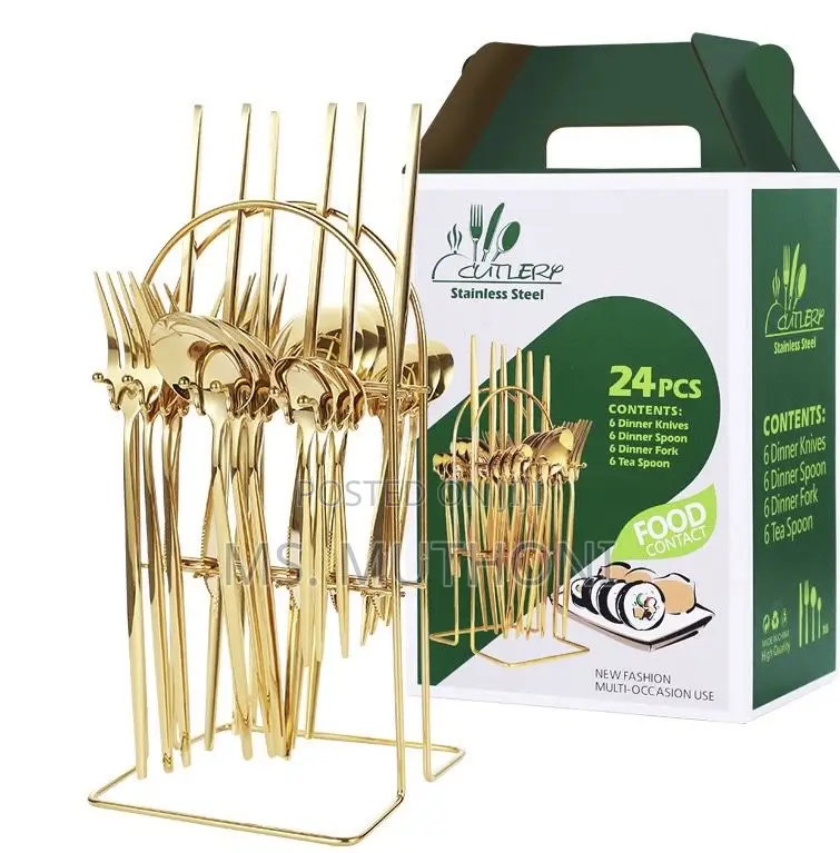 Gold 24 PCS Tableware Stainless Steel Cutlery Set