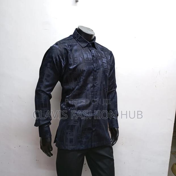 Men Floral Navy Blue Shirt - main view