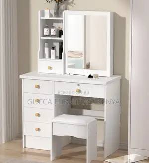 Dressers: Modern Wood White Dressing Table Set for Bedroom