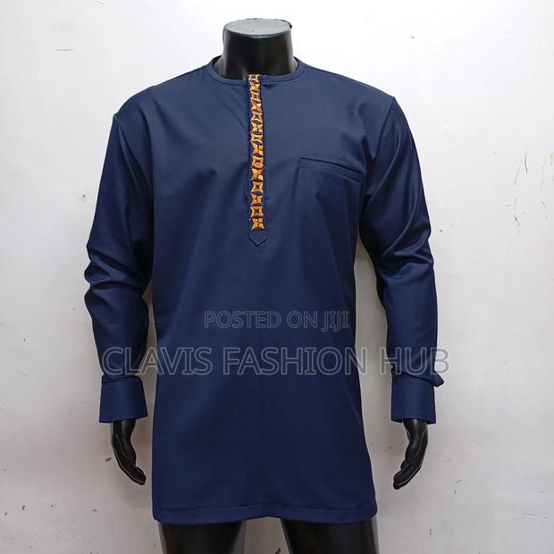 Embroidered Shirt- Navy Blue- Long Sleeved for Men