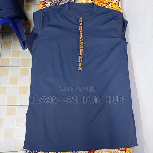 Embroidered Shirt- Navy Blue- Long Sleeved for Men - thumbnail 3