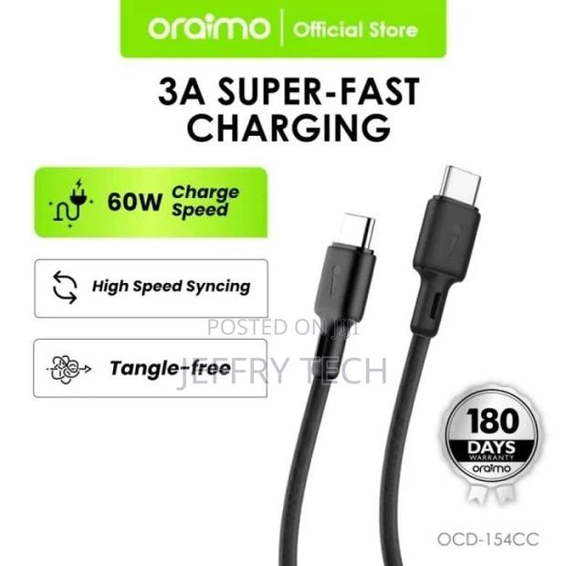 Oraimo 154CC Kabel Data Type-C to Type-C - Fastline 2 CABLE - thumbnail 2