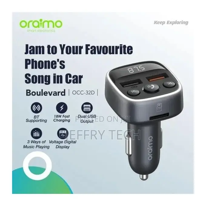Oraimo 18W Super Fast Dual Car Modulator Adapter OCD-32D