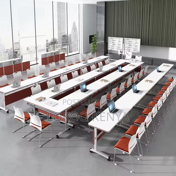 Office Desk : 1.2 Meter Portable White Conference Desk