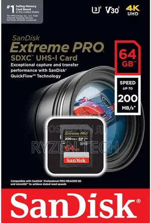 Sandisk Extreme Pro SDHC and Sd Card Up to 200mb/S - 64gb