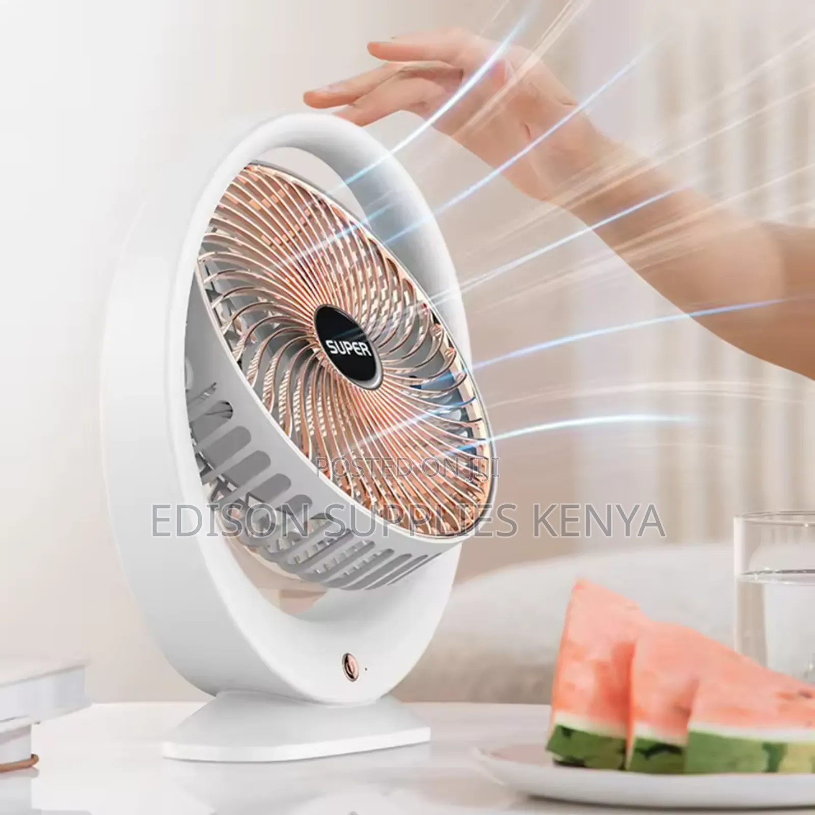 Table Fan Portable Rechargeable Desk Fan Rose Gold/White