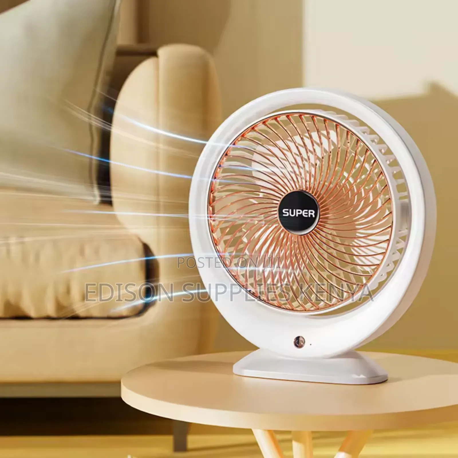 Table Fan Portable Rechargeable Desk Fan Rose Gold/White