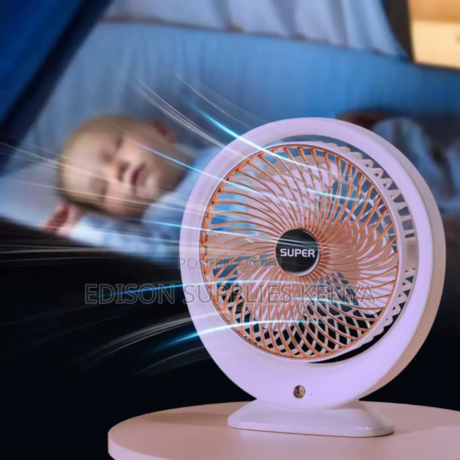 Table Fan Portable Rechargeable Desk Fan Rose Gold/White
