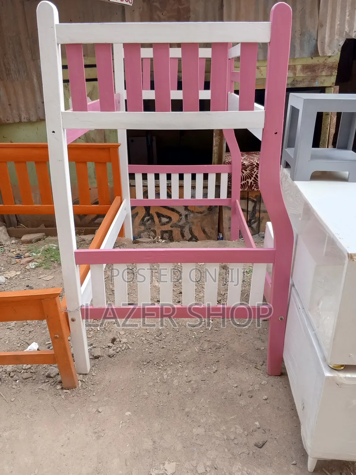White Pink Double Decker Bed