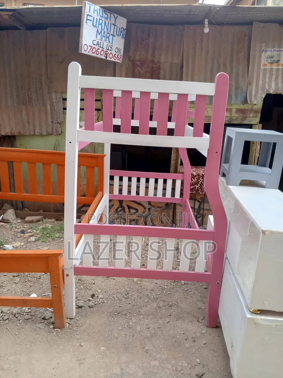 White Pink Double Decker Bed