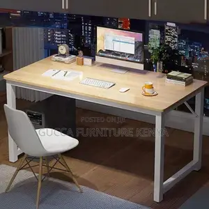 Clerical Desking:120cm Steel Frame Wooden Top Desk for Work
