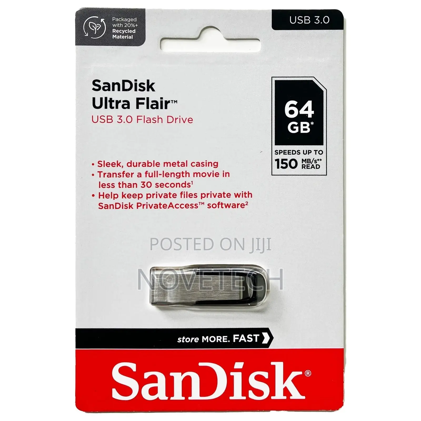 Sandisk Ultra Flair USB 3.0 Flash Disk Drive 64gb.