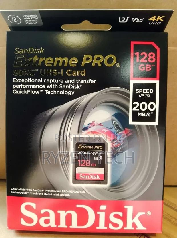 Sandisk Extreme Pro Sdhc Sd Card Up To 200mb/S - 128gb