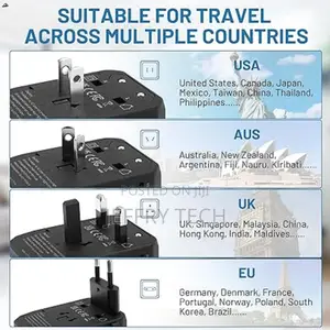 Universal Travel Adapter 30W International 3usb-C and 2usb-A