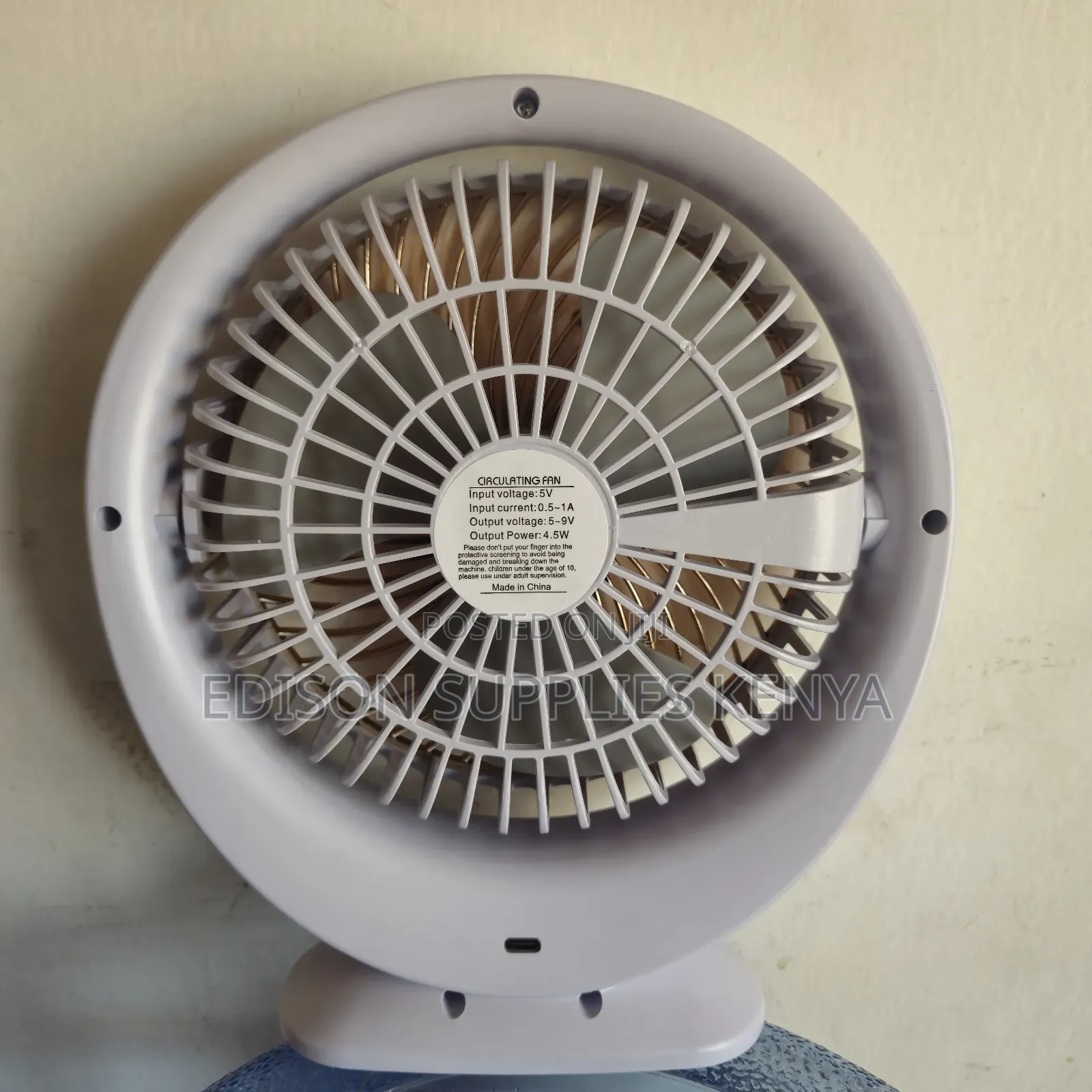 Table Fan Portable Rechargeable Desk Fan Rose Gold/White
