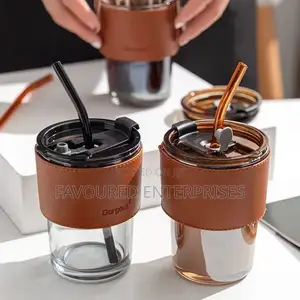 Gorgeous Slub Glass Smoothie Cup With STRAW