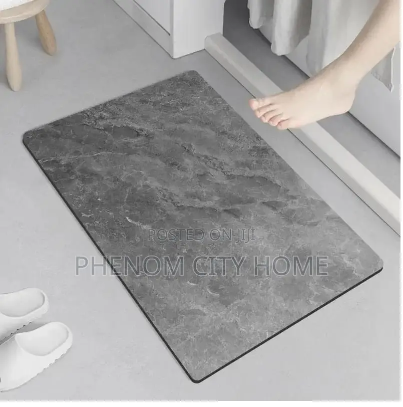Grey Marble Design Absorbent Bathroom Doormats
