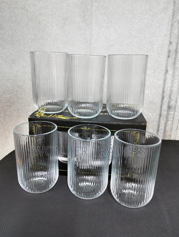 420mls Stripped Glass 6 Pieces