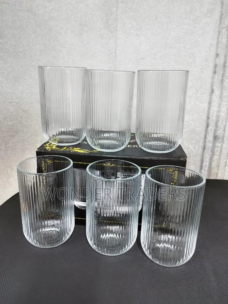 420mls Stripped Glass 6 Pieces