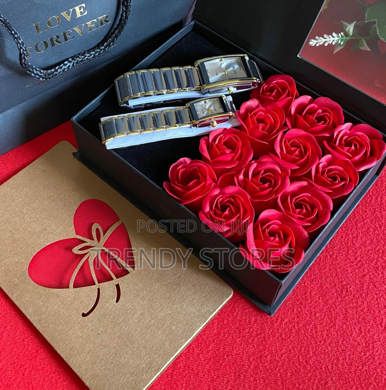Couples Valentine's Gift Set With Red Roses