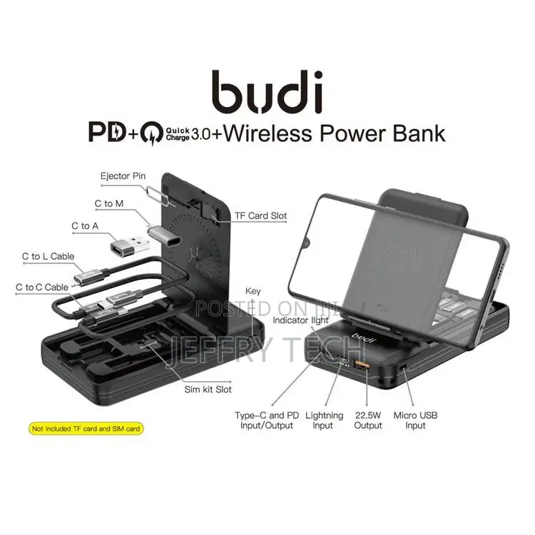 Budi Wireless Powerbank 10000mah Multi Functional PB515QB