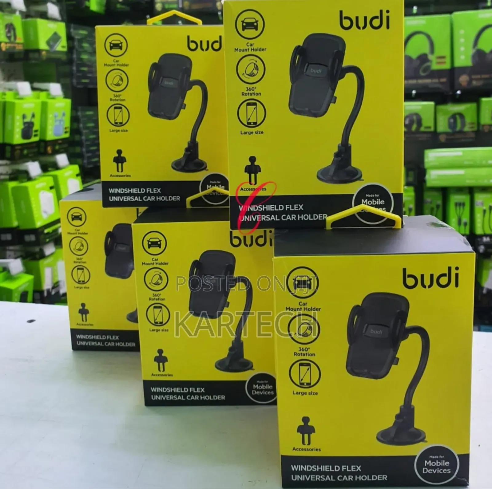 Budi CM525B Universal Mobile Phone Car Mount Holder