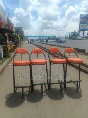 Bar Stools, Orange Powder Coated 