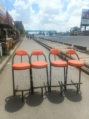 Bar Stools, Orange Powder Coated 