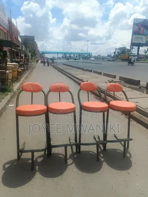 Bar Stools, Orange Powder Coated 