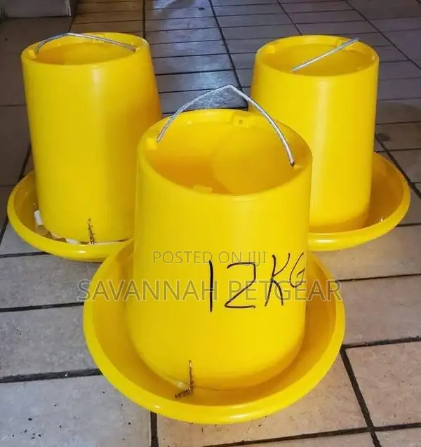12kg Yellow Chicken Feeder – Plastic Gravity Feeder