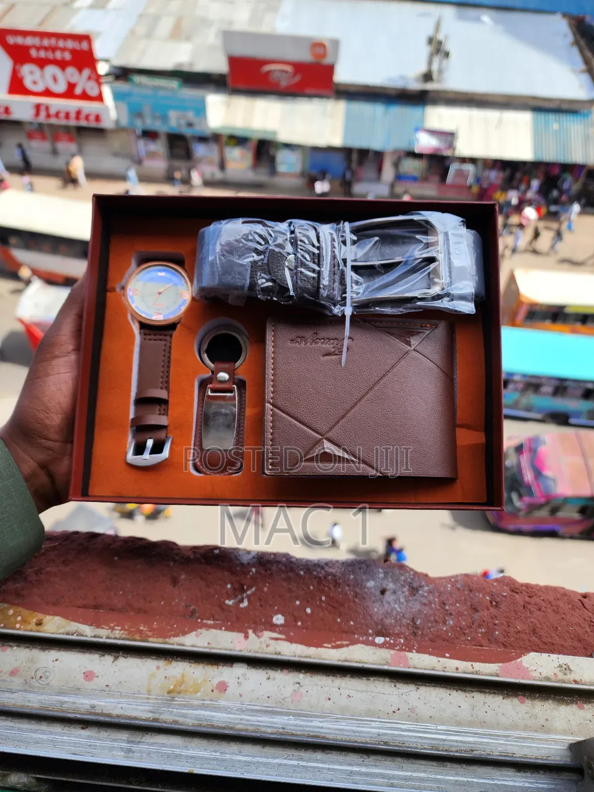 Gentleman Set Key Holder Watch Belt and Wallet Set