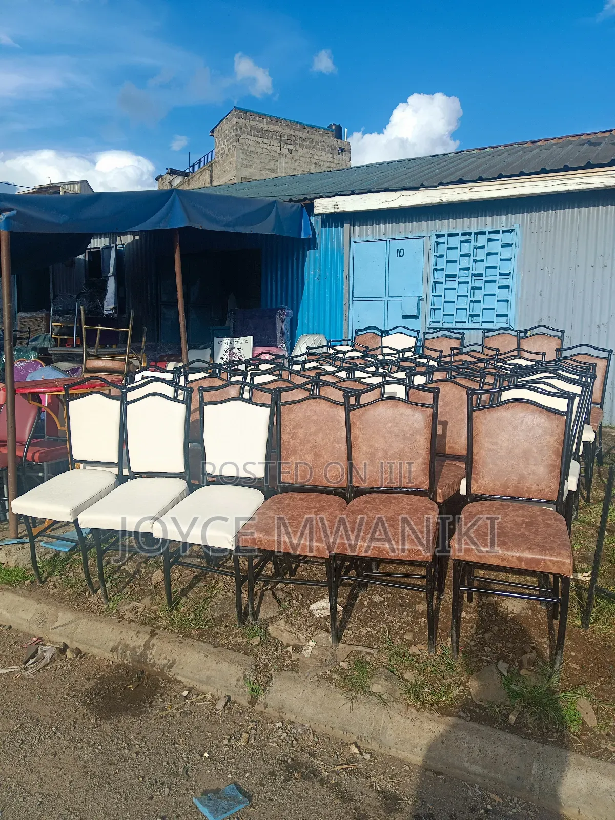 Hotel or Restaurant Chairs, Brown and White