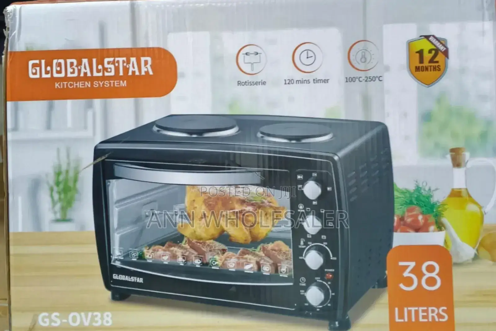 12 Months Electric Oven Double Rotisserie Globalstar OG-54