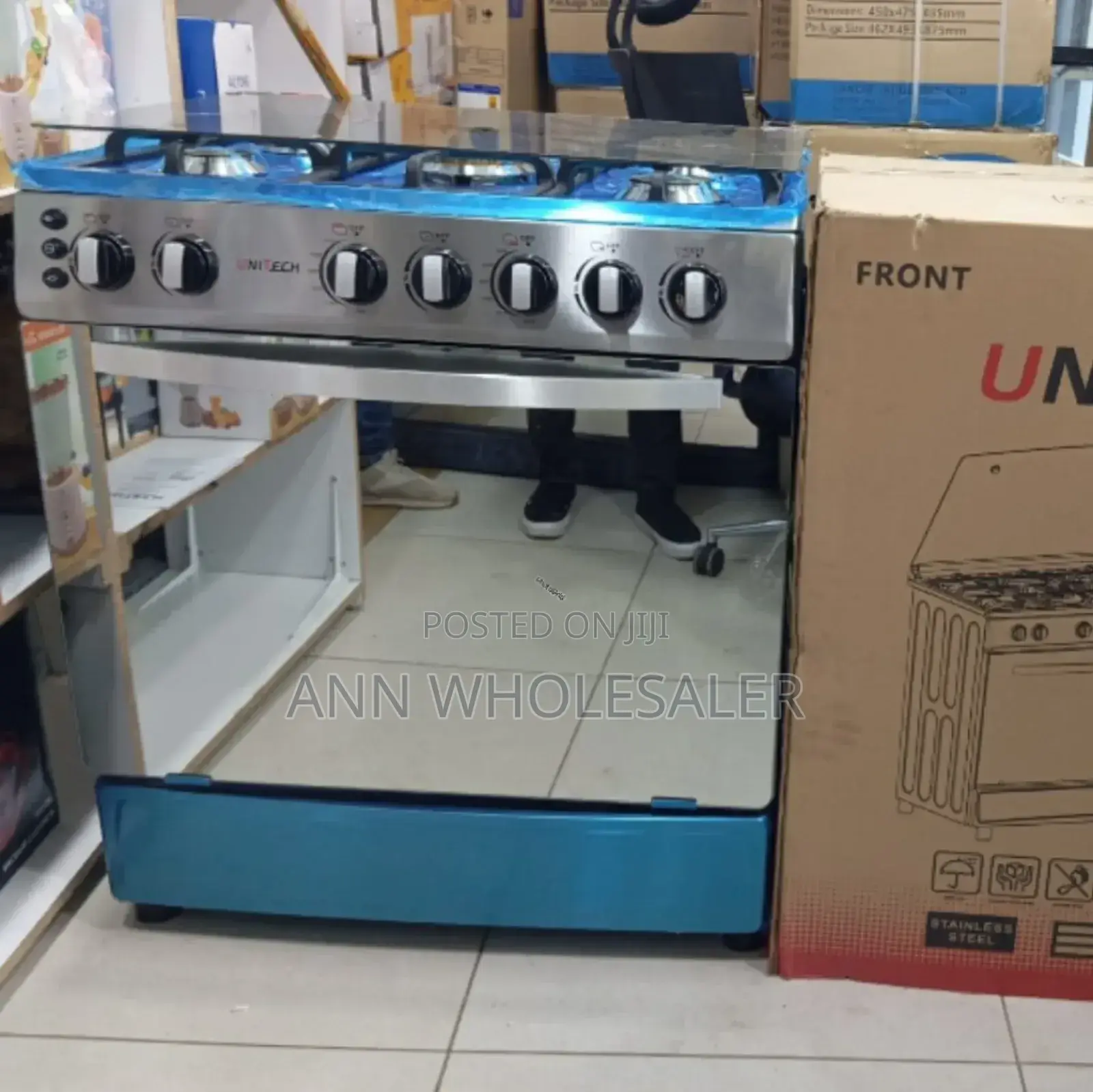 60*80 Unitech 5 Burner Freestanding Full Gas Cooker