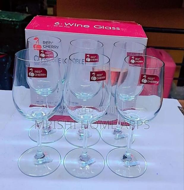 6pcs Red Cherry Wine Glasses.