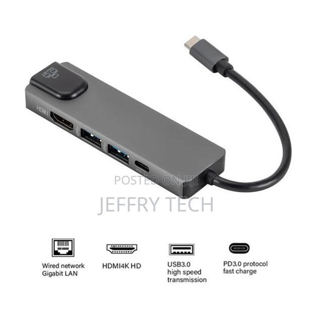  Usb C Hub to Gigabit Ethernet Rj45 Lan 5 in 1 Usb Type