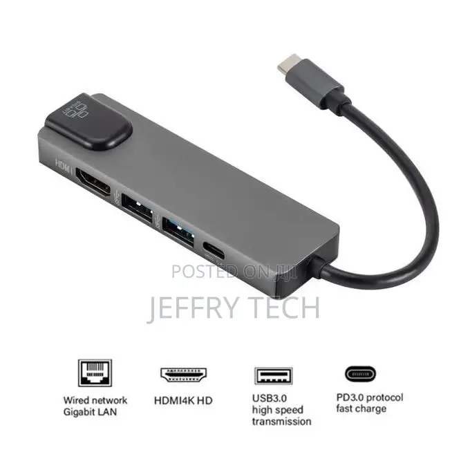  Usb C Hub to Gigabit Ethernet Rj45 Lan 5 in 1 Usb Type