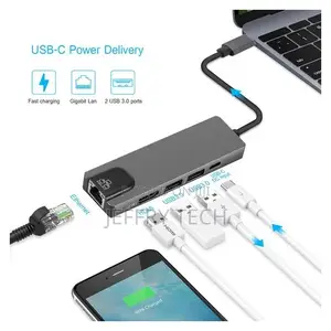  Usb C Hub to Gigabit Ethernet Rj45 Lan 5 in 1 Usb Type