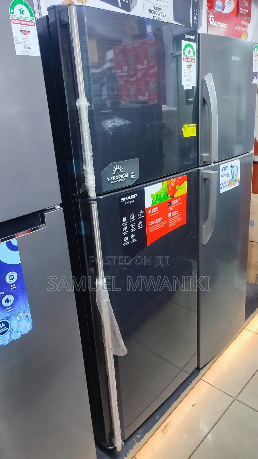 Sharp 396L Double Door Fridge No Frost Black