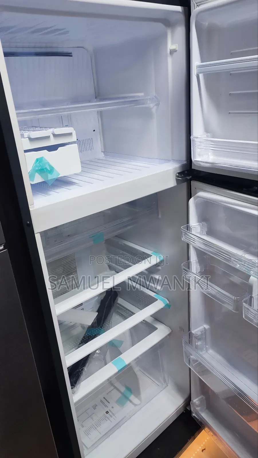 Sharp 396L Double Door Fridge No Frost Black