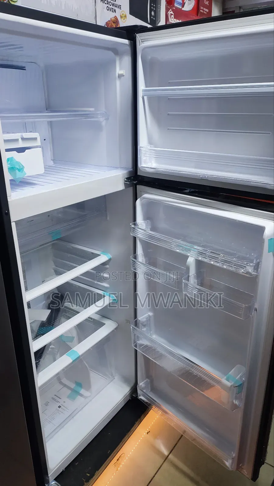 Sharp 396L Double Door Fridge No Frost Black