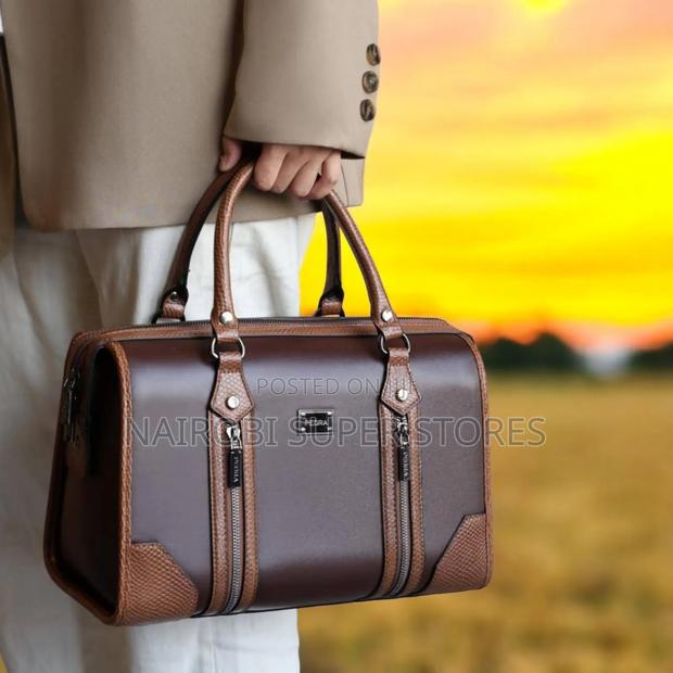 Pedra Dark Brown Designer Heavy Leather Ladies Handbag - main view