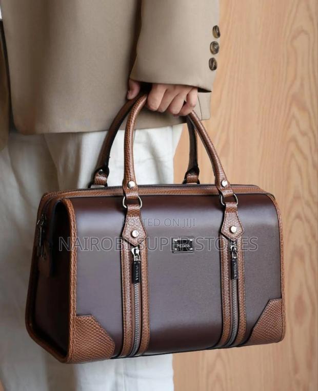 Pedra Dark Brown Designer Heavy Leather Ladies Handbag - thumbnail 2