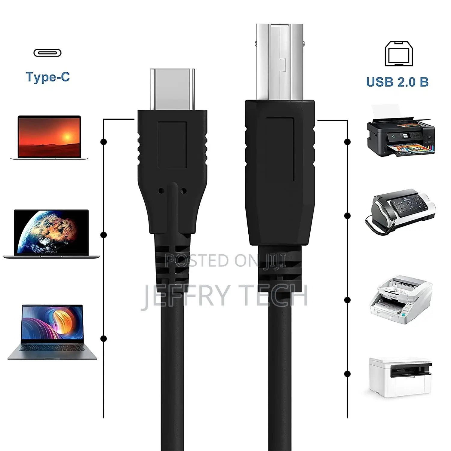 USB C Printer Cable 1 Meter, Type C to USB B Printer Scanner