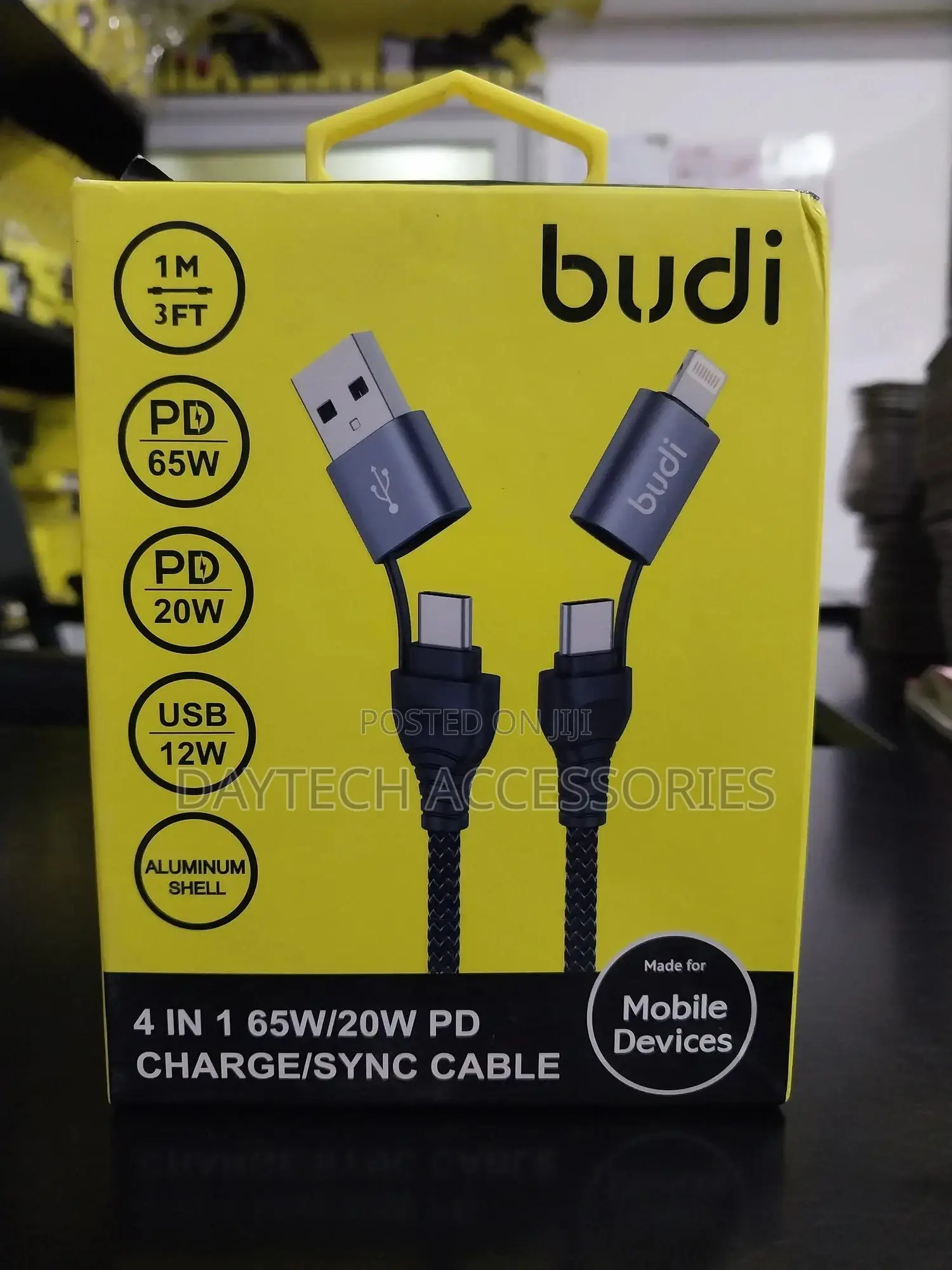 Budi 4 in 1 65w/20w Pd Charging Sync Cable 1 M
